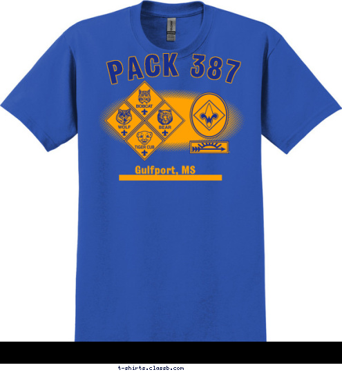 CHARTERED ORGANIZATION Gulfport, MS PACK 387 T-shirt Design 