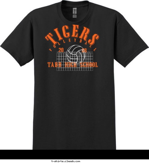 TIGERS V O L L E Y B A L L TABB HIGH SCHOOL 08 20 T-shirt Design 