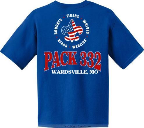 WARDSVILLE, MO PACK 332 T-shirt Design Cub Scout Red, White, & Blue