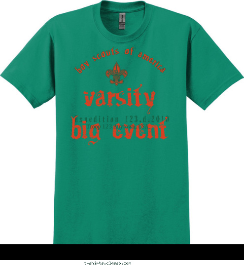 Troop 123 Anytown, USA boy scouts of america varsity big event Expedition 123.d.2010 T-shirt Design 