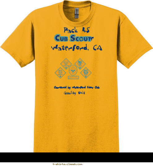 Pack 45

Waterford, CA s Quality Unit Pack 45

Waterford, CA Chartered by Waterford Lions Club T-shirt Design 