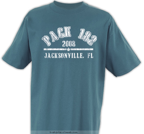 ESTABLISHED PACK 182 JACKSONVILLE, FL 2008 PACK 182 T-shirt Design blue/white aged