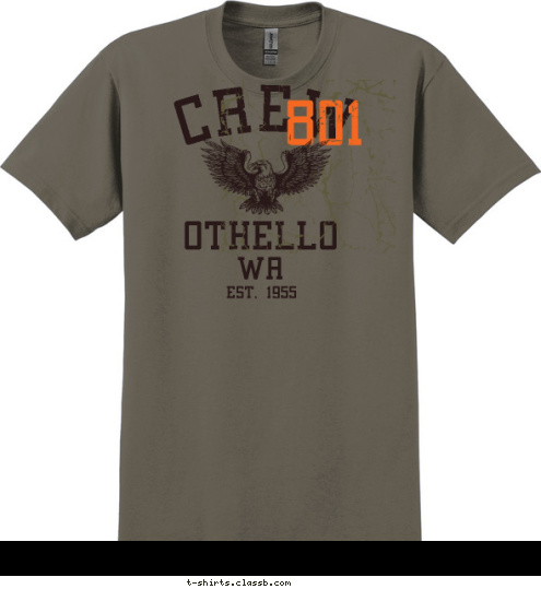 EST. 1955 WA OTHELLO 801 CREW T-shirt Design 