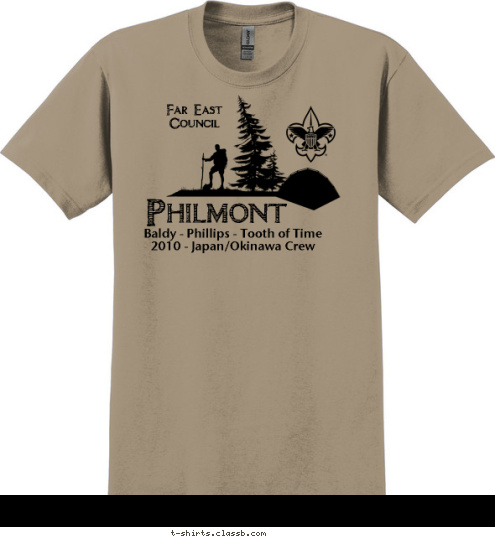 711H, 2010 Baldy - Phillips - Tooth of Time
2010 - Japan/Okinawa Crew Philmont Far East
Council T-shirt Design 