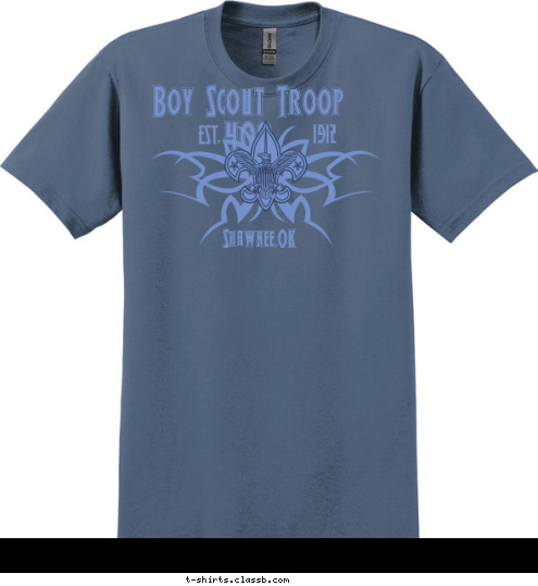 1912 EST. Shawnee,OK Boy Scout Troop 408 T-shirt Design 