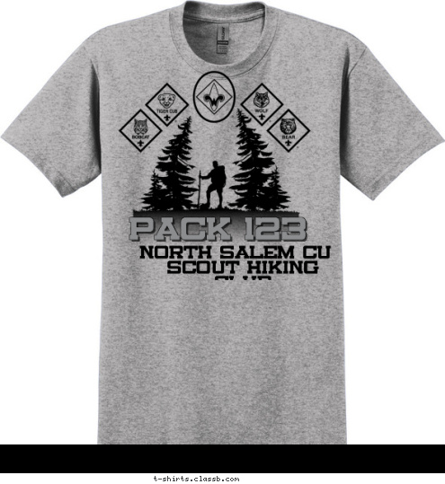 North Salem Cub Scout Hiking Club PACK 123 T-shirt Design 