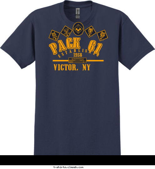 PACK 61 CUB SCOUTS  VICTOR, NY  ESTABLISHED VICTOR, NY 1958 PACK 61 T-shirt Design 