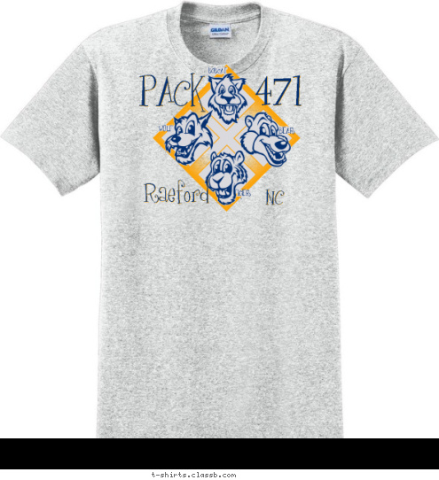 NC Raeford 471 PACK TIGER WOLF BEAR BOBCAT T-shirt Design 