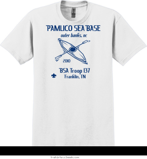 New Text outer banks, nc PAMLICO SEA BASE 2010 Franklin, TN BSA Troop 137  T-shirt Design 