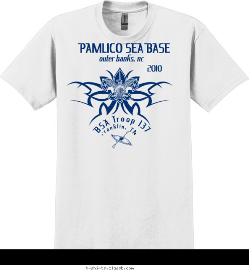 outer banks, nc outer banks, nc PAMLICO SEA BASE 2010 Franklin, TN BSA Troop 137  T-shirt Design 