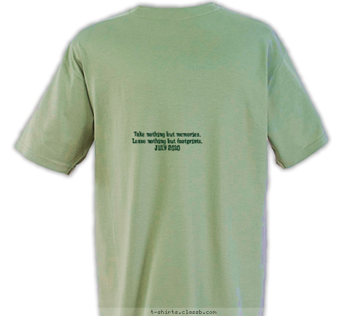 New Text BRASS goes Green
 Take nothing but memories.
Leave nothing but footprints.
JULY 2010
 T-shirt Design BRASS Camp 2010