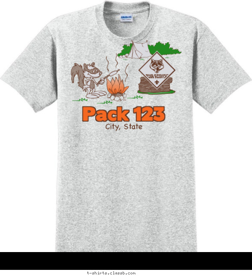 Pack 123 Pack 123 Pack 123 City, State T-shirt Design SP2147