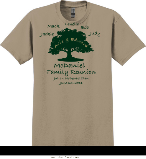 Lenelle Jackie Bob  Judy Mack McDaniel Avie & Edward Julian McDaniel Clan
June 25, 2011 Family Reunion T-shirt Design 