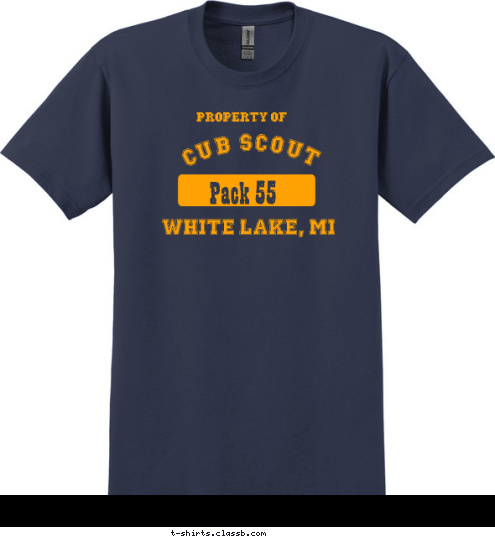 PROPERTY OF WHITE LAKE, MI Cub Scout Pack 55 T-shirt Design 