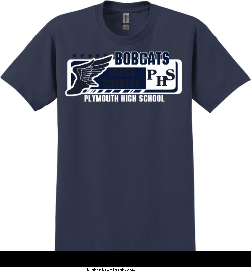 S H P CROSS
COUNTRY PLYMOUTH HIGH SCHOOL BOBCATS T-shirt Design 