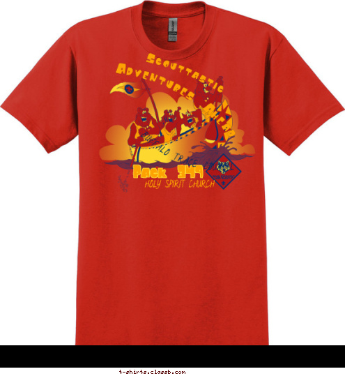 BUFFALO TRACE COUNCIL HOLY SPIRIT CHURCH Pack 349 Scouttastic Adventures Ahead T-shirt Design 