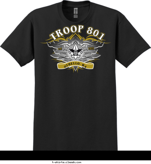 1955 est OTHELLO, WA TROOP 801 T-shirt Design 