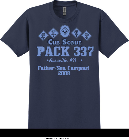  2008   Father/Son Campout Rossville, IN PACK 337 T-shirt Design 