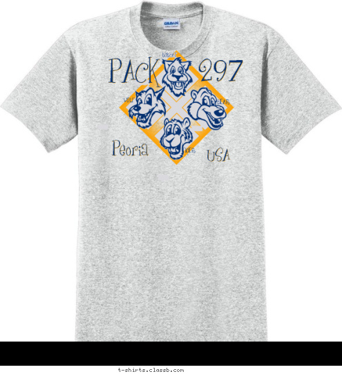 USA Peoria 297 PACK TIGER WOLF BEAR BOBCAT T-shirt Design 