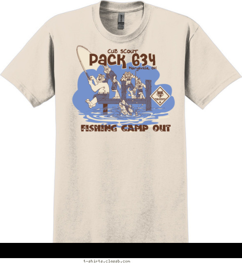 Pack 634 FISHING CAMP OUT Marysville, OH CUB SCOUT T-shirt Design 