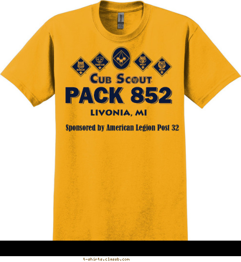 Livonia MI Livonia, MI Sponsored by American Legion Post 32 PACK 852 T-shirt Design 