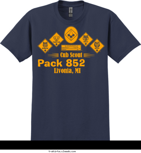 Livonia, MI    Pack 852 Cub Scout  T-shirt Design 