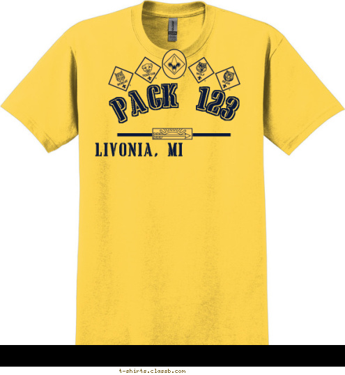 1975 ESTABLISHED LIVONIA, MI PACK 123 T-shirt Design 