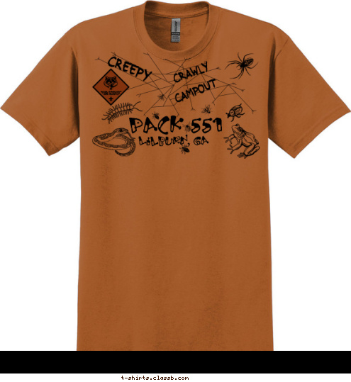 New Text Lilburn, GA PACK 551 CAMPOUT CRAWLY CREEPY T-shirt Design 