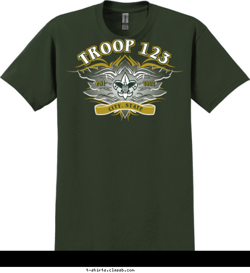 TROOP 123 CITY, STATE est 1912 T-shirt Design SP2152