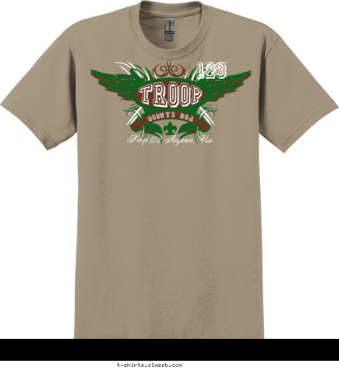 Troop 123 Anytown, Usa BOY SCOUT 123 T-shirt Design SP2156