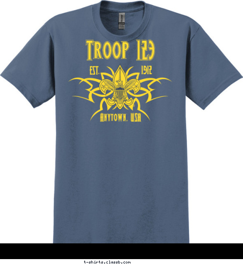 Boy Scout Troop 123 EST. 1912 Anytown, USA T-shirt Design SP2158