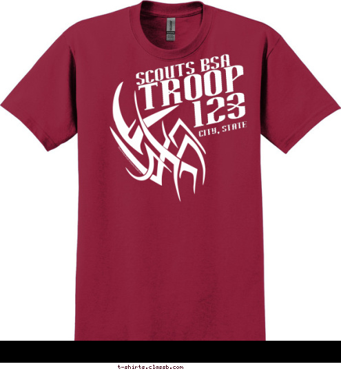123 TROOP CITY, STATE BOY SCOUT T-shirt Design SP2110