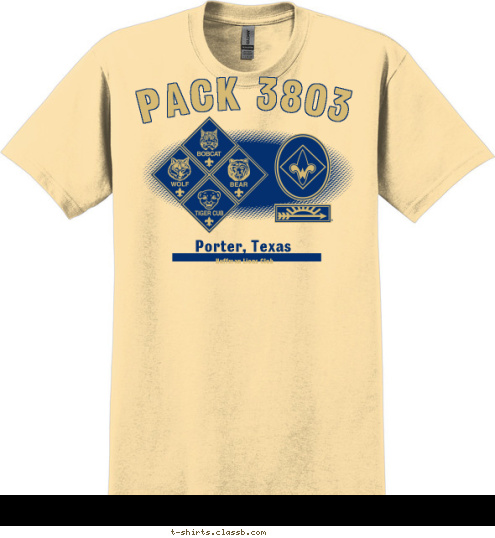 Huffman Lions Club Porter, Texas PACK 3803 T-shirt Design 