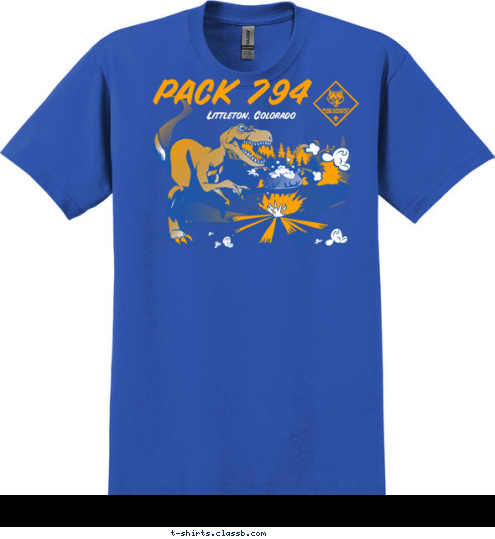 PACK 794 Littleton, Colorado T-shirt Design Dinosaur with Popcorn