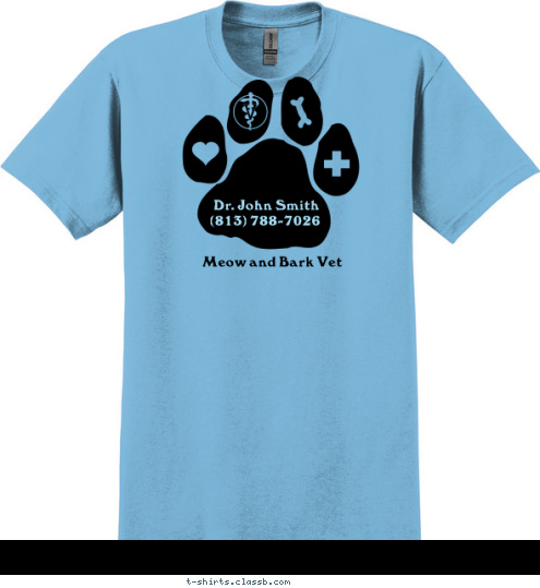 Meow and Bark Vet Dr. John Smith (813) 788-7026 T-shirt Design 