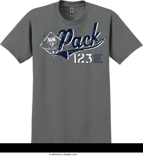 BOBCATS
TIGERS
WOLVES
BEARS
WEBELOS 123 T-shirt Design 