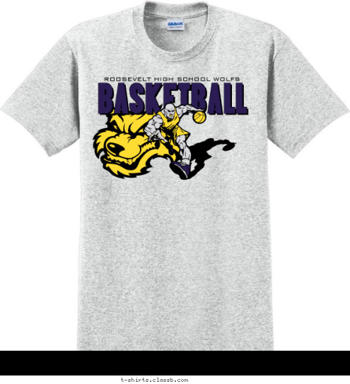 ROOSEVELT HIGH SCHOOL WOLFS BASKETBALL T-shirt Design SP1252