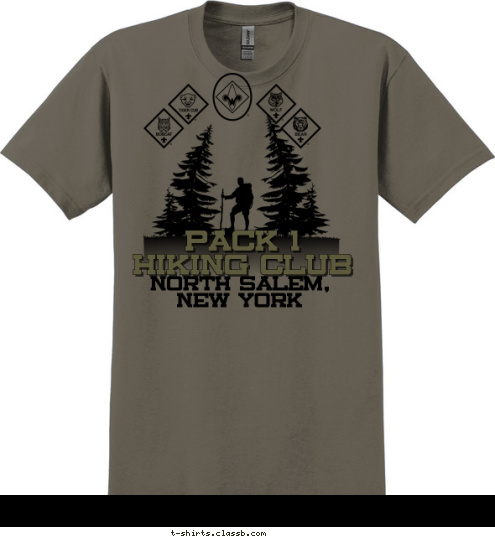 North Salem, New York Pack 1 Hiking Club T-shirt Design 