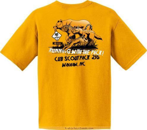 Waxhaw, NC CUB SCOUT PACK  216 RUNNING WITH THE PACK! CUB SCOUT PACK  216 Waxhaw, NC RUNNING WITH THE PACK! T-shirt Design 