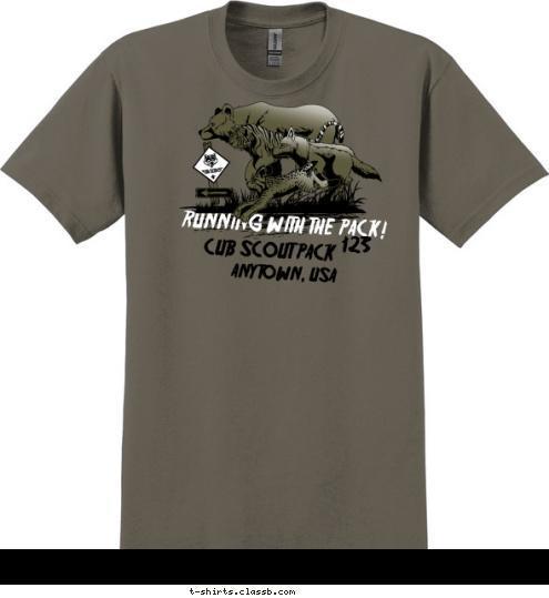 CUB SCOUT PACK  123 ANYTOWN, USA RUNNING WITH THE PACK! T-shirt Design 