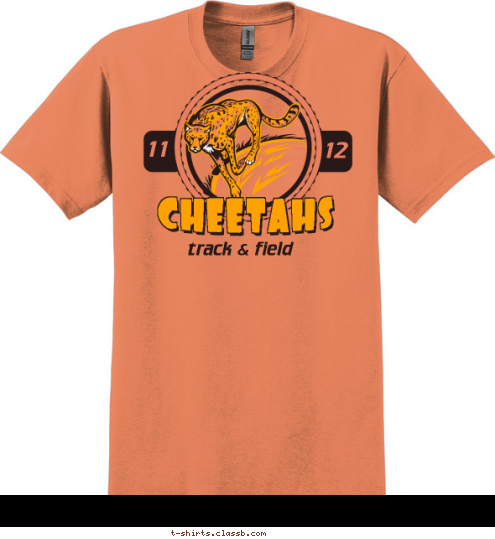 12 11 track & field CHEETAHS T-shirt Design SP2869