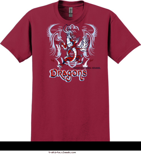 Roosevelt High School Dragons Dragons Roosevelt High School 2011 2010 T-shirt Design Sp2882