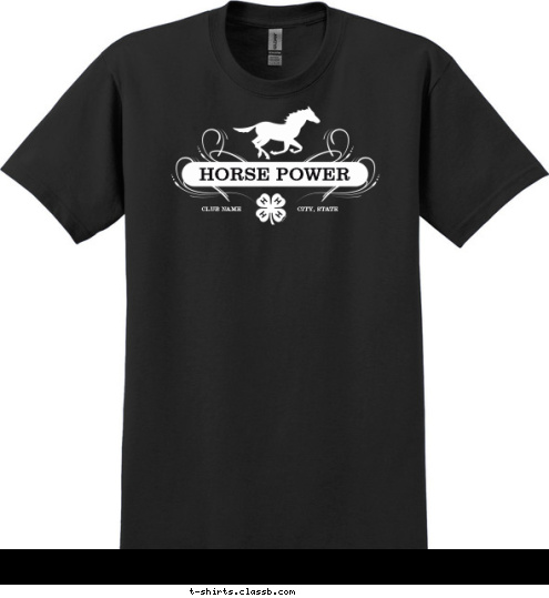 CITY, STATE CLUB NAME HORSE POWER T-shirt Design 