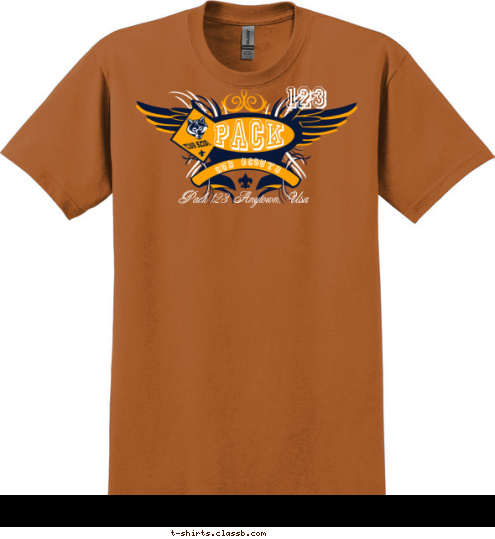 Pack 123 Anytown, Usa CUB SCOUTS 123 T-shirt Design 