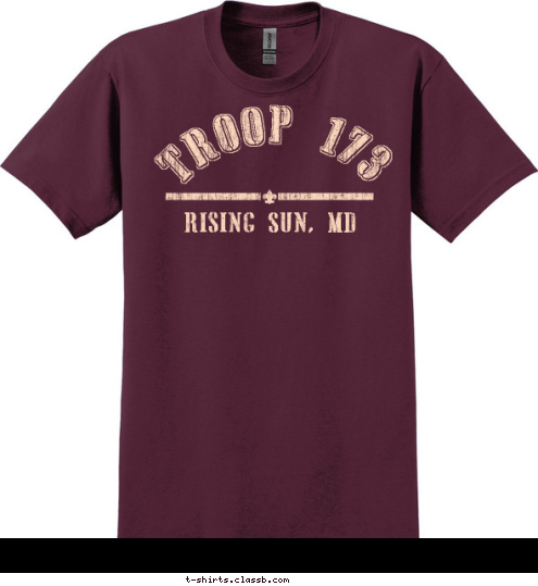 1955 ESTABLISHED Rising Sun, MD TROOP 173 T-shirt Design 