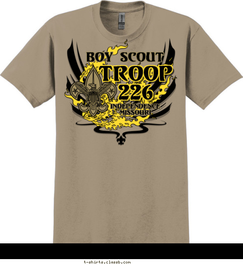 Independence
Missouri
 TROOP
226 Boy Scout T-shirt Design Troop 226 On Fire