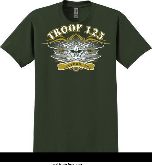 TROOP 123 ANYTOWN, USA est 1912 T-shirt Design 