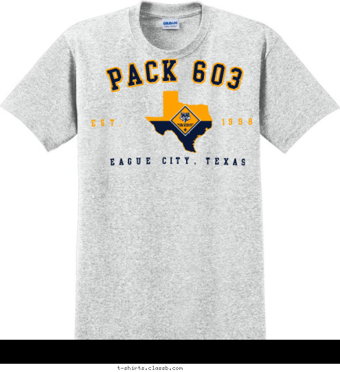 Pack 603 PACK 603 LEAGUE CITY, TEXAS 1998 EST. T-shirt Design 