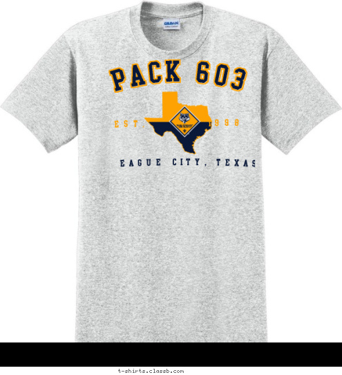 LEAGUE CITY, TEXAS PACK 603 1998 EST. T-shirt Design 