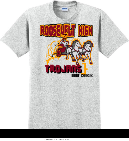 TROJANS TAKIN' CHARGE ROOSEVELT HIGH T-shirt Design SP2959